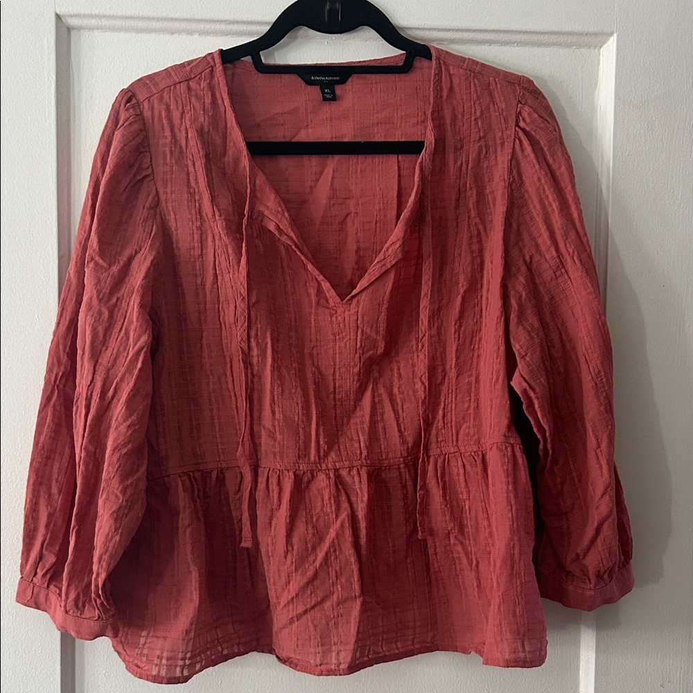 Banana Republic Factory V-Neck Blouse in Coral